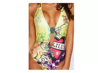 ed hardy femmes maillots de bain hardy9704-jaune discount